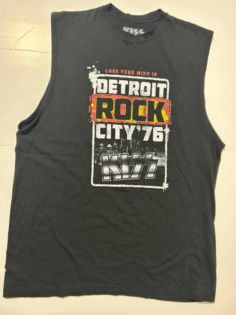 Officially licensed KISS Detroit Rock City ’76 sleeveless muscle tank top.